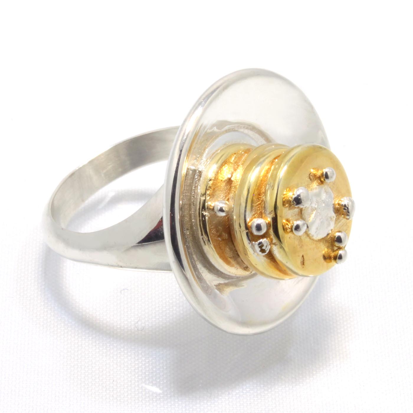 Pancake Ring in part Gold-Plated Sterling Silver